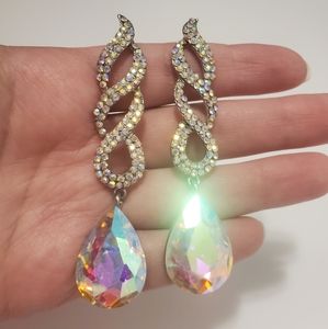 Beautiful Vintage Aurora Borelis Earrings, Rhinestones Earrings, Vintage Jewelry